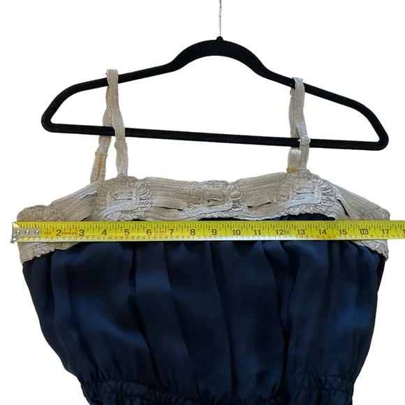 Graham & Spencer Anthropologie 100% Silk Navy Slip Dress Women L Midi Sleeveless - Picture 13 of 15